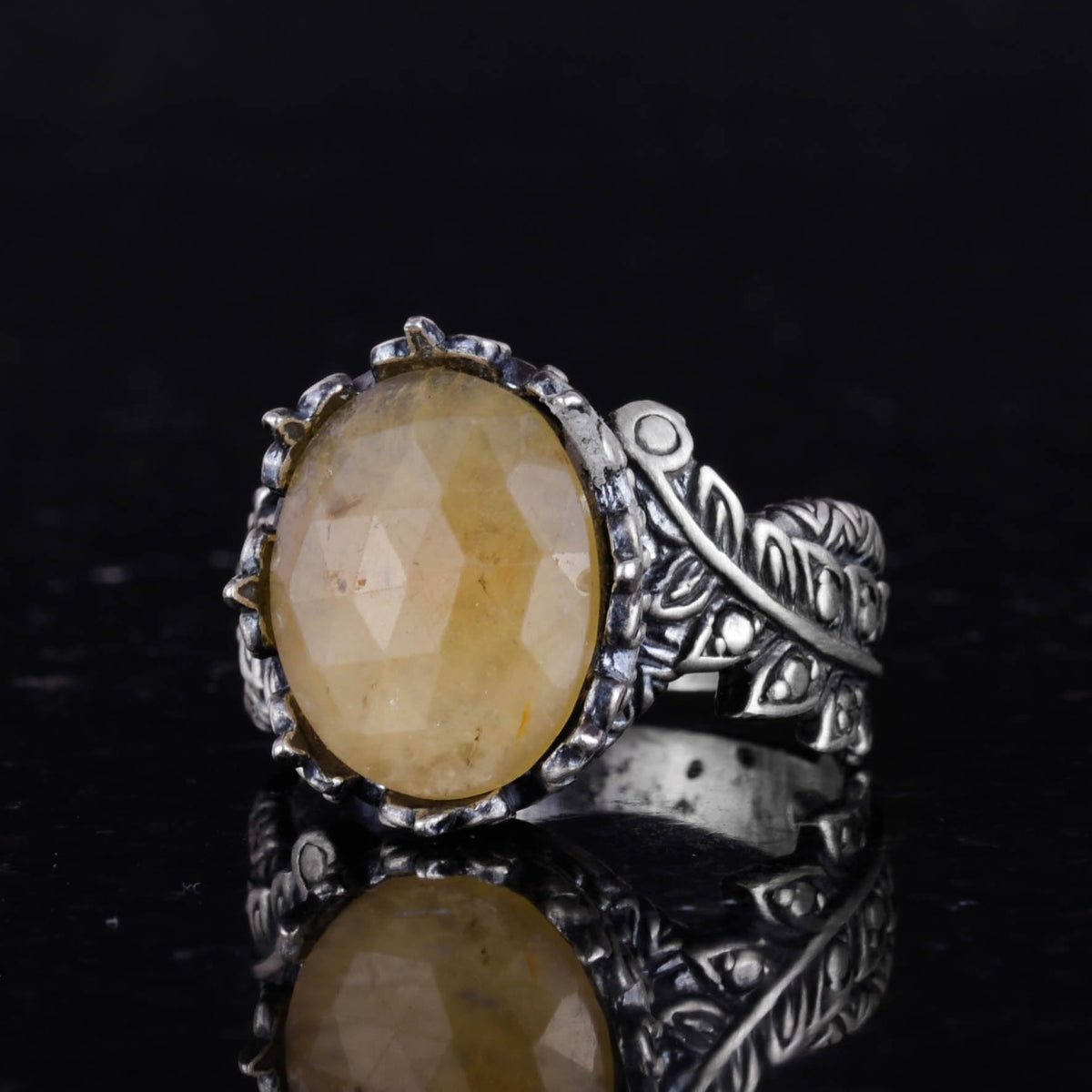 Natural Stone Ring - Handmade 925 Sterling Silver Jewelry (Yellow Sapphire) — 5