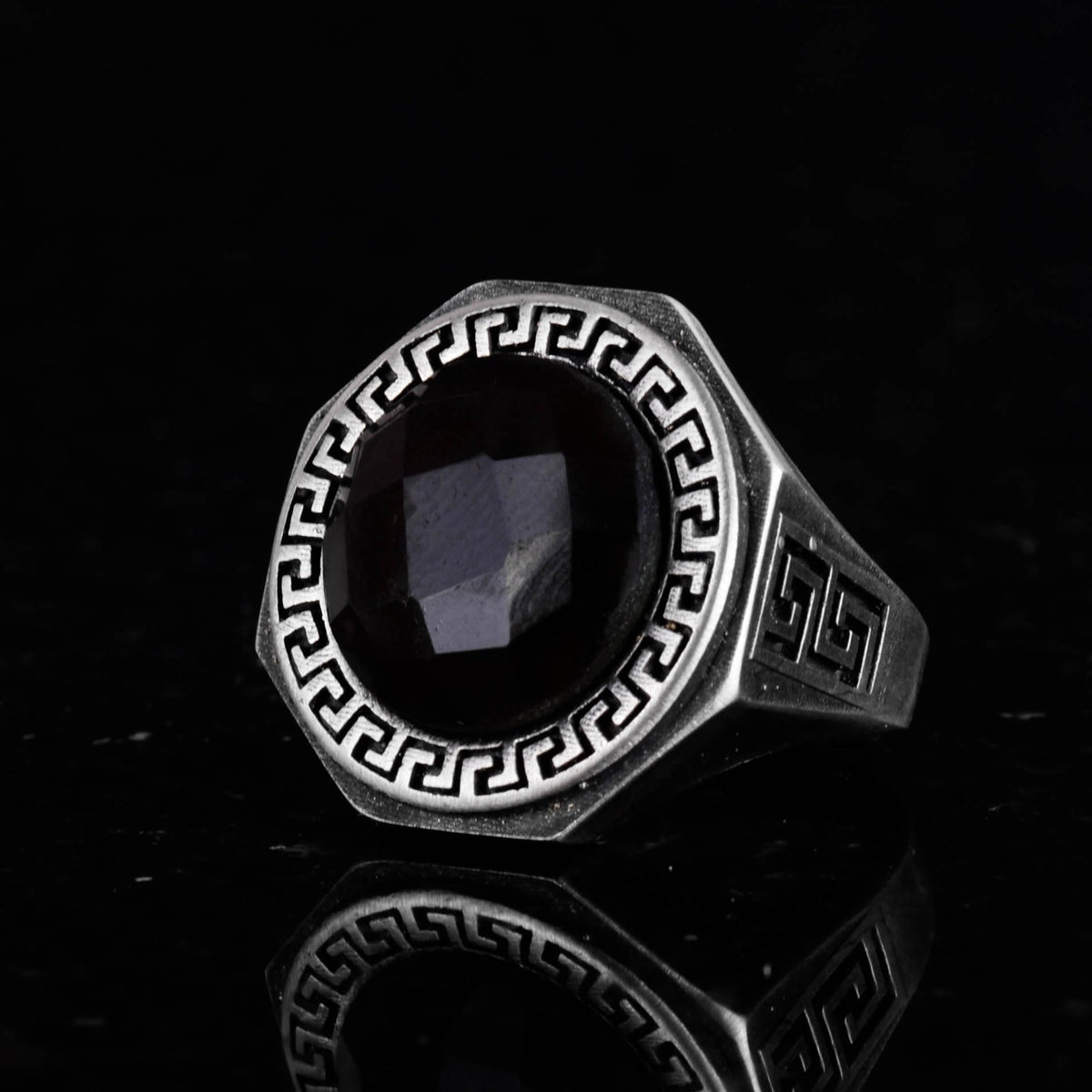 Natural Stone Ring - 925 Sterling Silver Handmade Men's Ring (Smoky Quartz) — 6