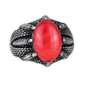 Silver Claw Ring with Natural Red Coral Stone