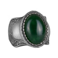 Natural Stone Ring, 925 Sterling Silver Ring (Jade)