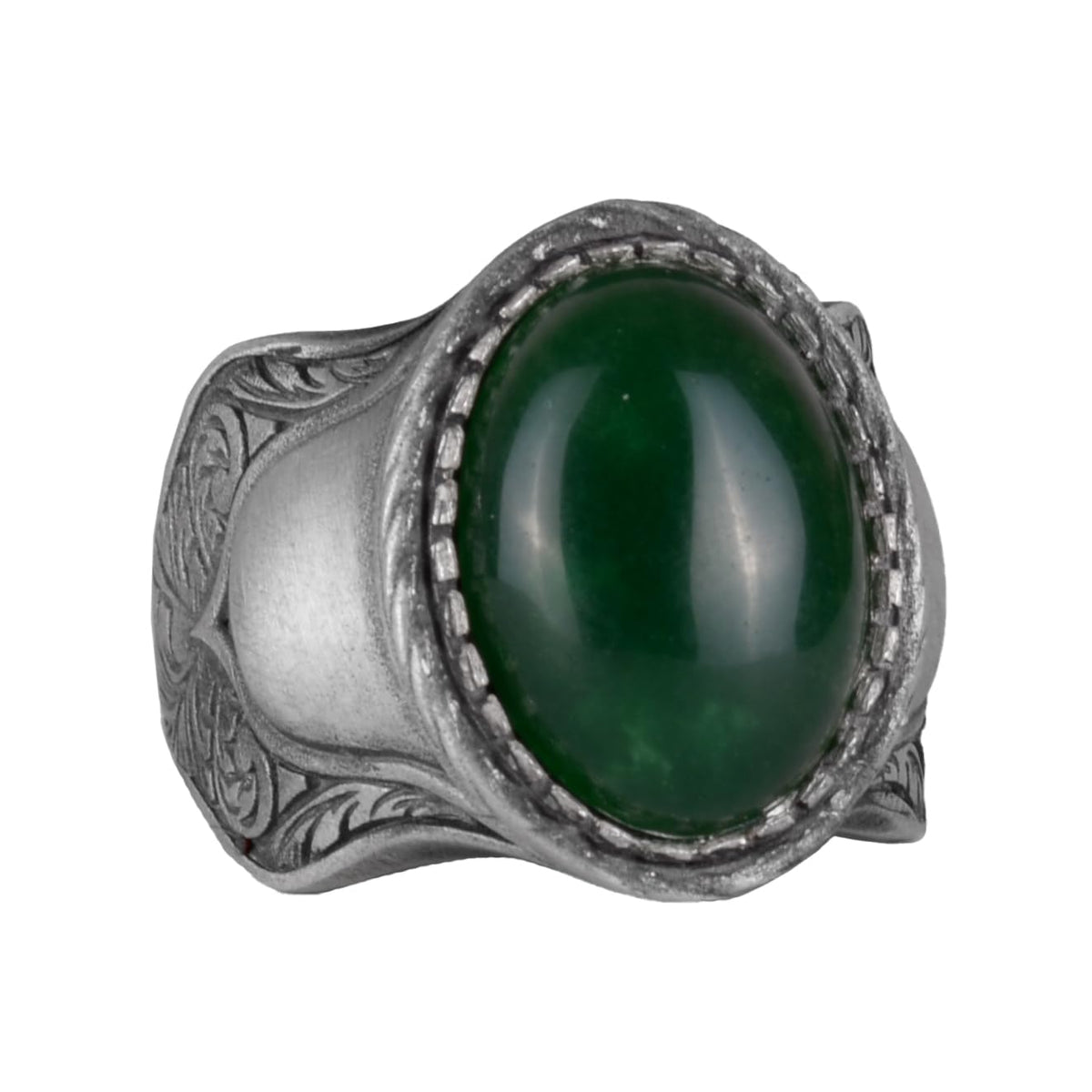 Natural Stone Ring, 925 Sterling Silver Ring (Jade)