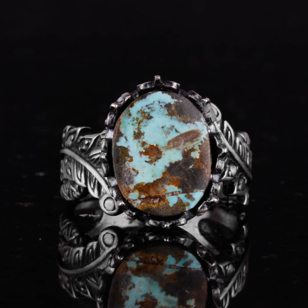 Natural Arizona Turquoise Stone Ring - 925 Sterling Silver Minimalist Handmade Ring — 4