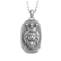 KAMBO 925 Sterling Silver Chain Men's Necklace – Crowned Lion Head Necklace – Symbol of Strength and Leadership (Silver)