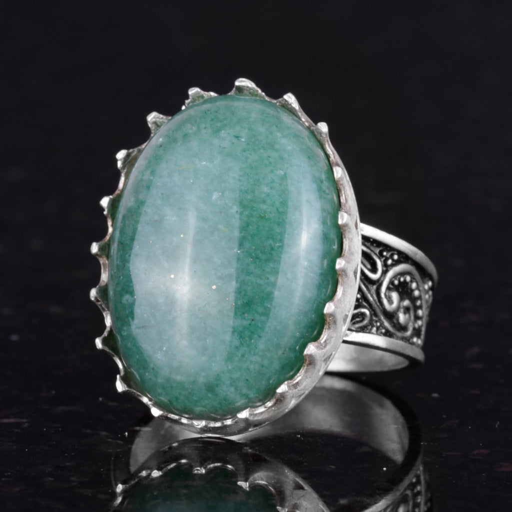 Natural Aventurine Stone Ring - 925 Sterling Silver Handmade Ring — 6