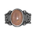 Handmade 925 Sterling Silver Men's Ring with Natural Ethiopian Opal Stone - Labyrinth Design