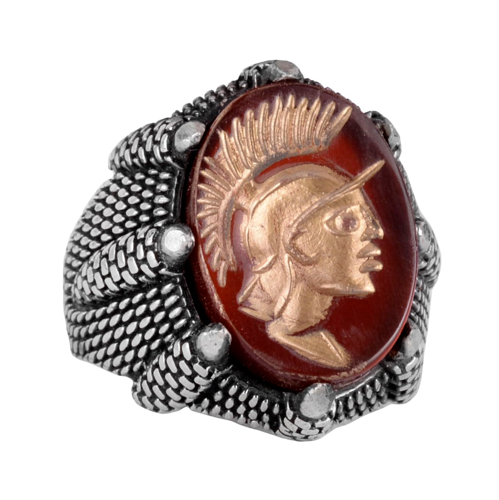 Natural Agate Stone Men's Ring - Chef Ring - 925 Sterling Silver Ring