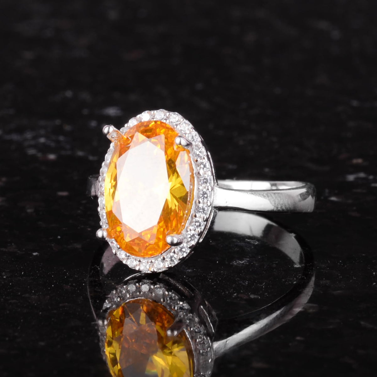 KAMBO 925 Sterling Silver Women's Ring - Elegant Oval Cut Stone Ring - Created Stone Unique Handmade Ring (Created Citrine) — 4