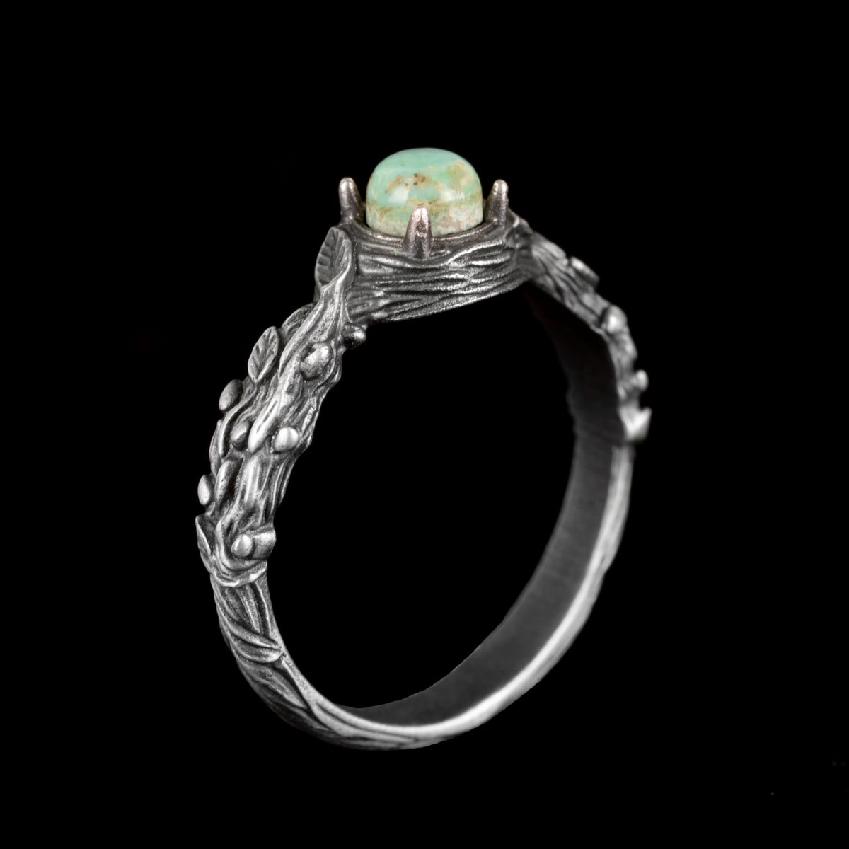 Natural Arizona Turquoise Stone Ring, 925 Sterling Silver (Model-4) — 4
