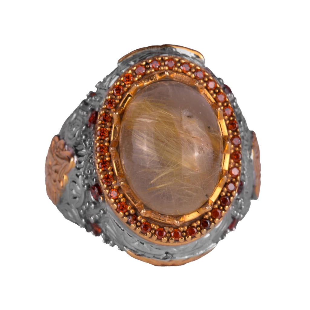 Natural Stone Sultan Ring - 925 Sterling Silver