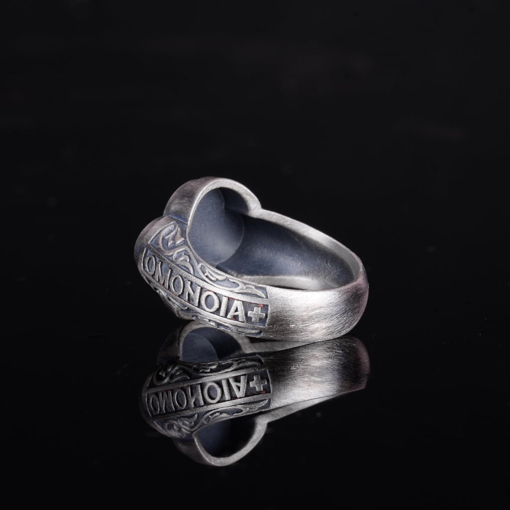 KAMBO 925 Sterling Silver Cross and Crown Ring – Handmade Religious Men's Ring – Christian Symbol Statement Jewelry — 7