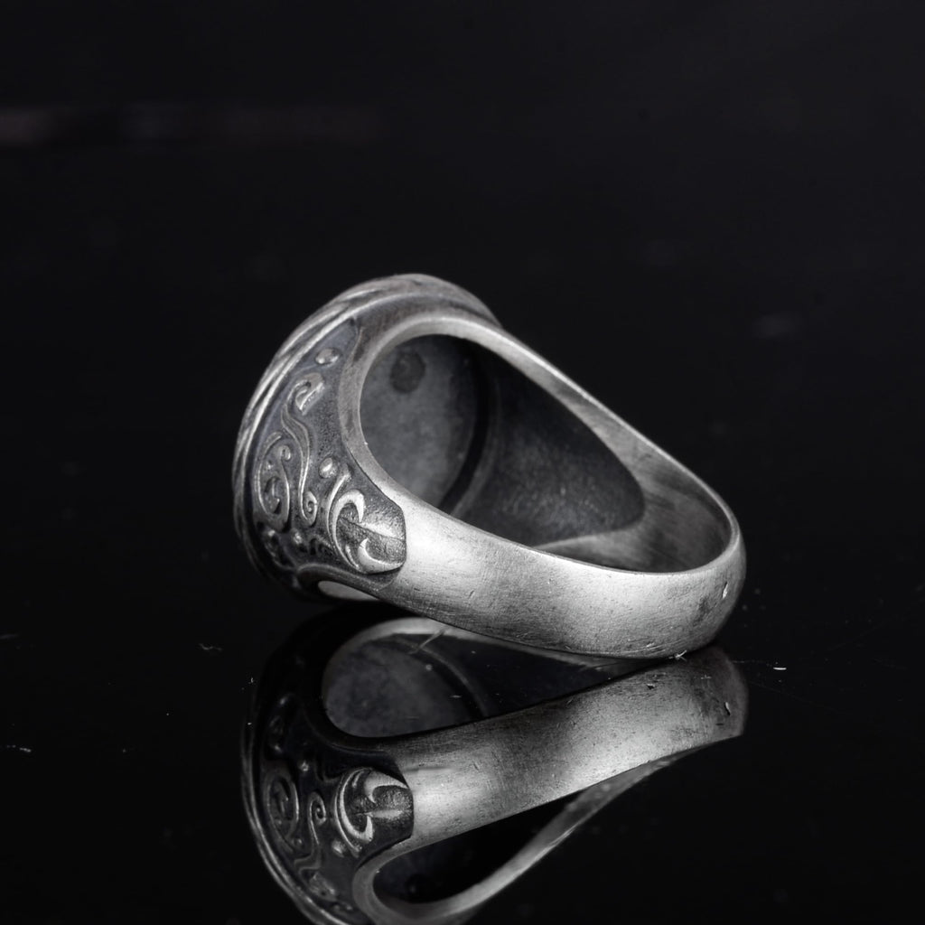 KAMBO 925 Sterling Silver Tree of Life Designed Men's Ring – Handmade Symbolic Spiritual Ring — 7