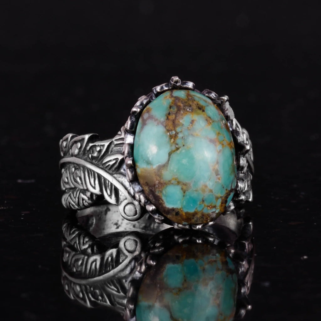 Natural Arizona Turquoise Stone Ring, 925 Sterling Silver, Minimalist Handcrafted Ring — 5