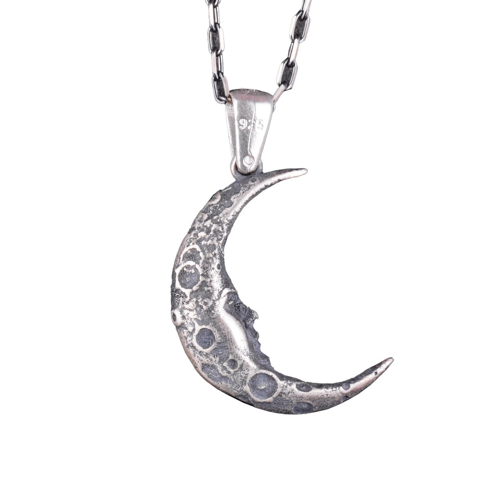 925 Sterling Silver Crescent Moon Pendant – Vintage Boho Lunar Jewelry