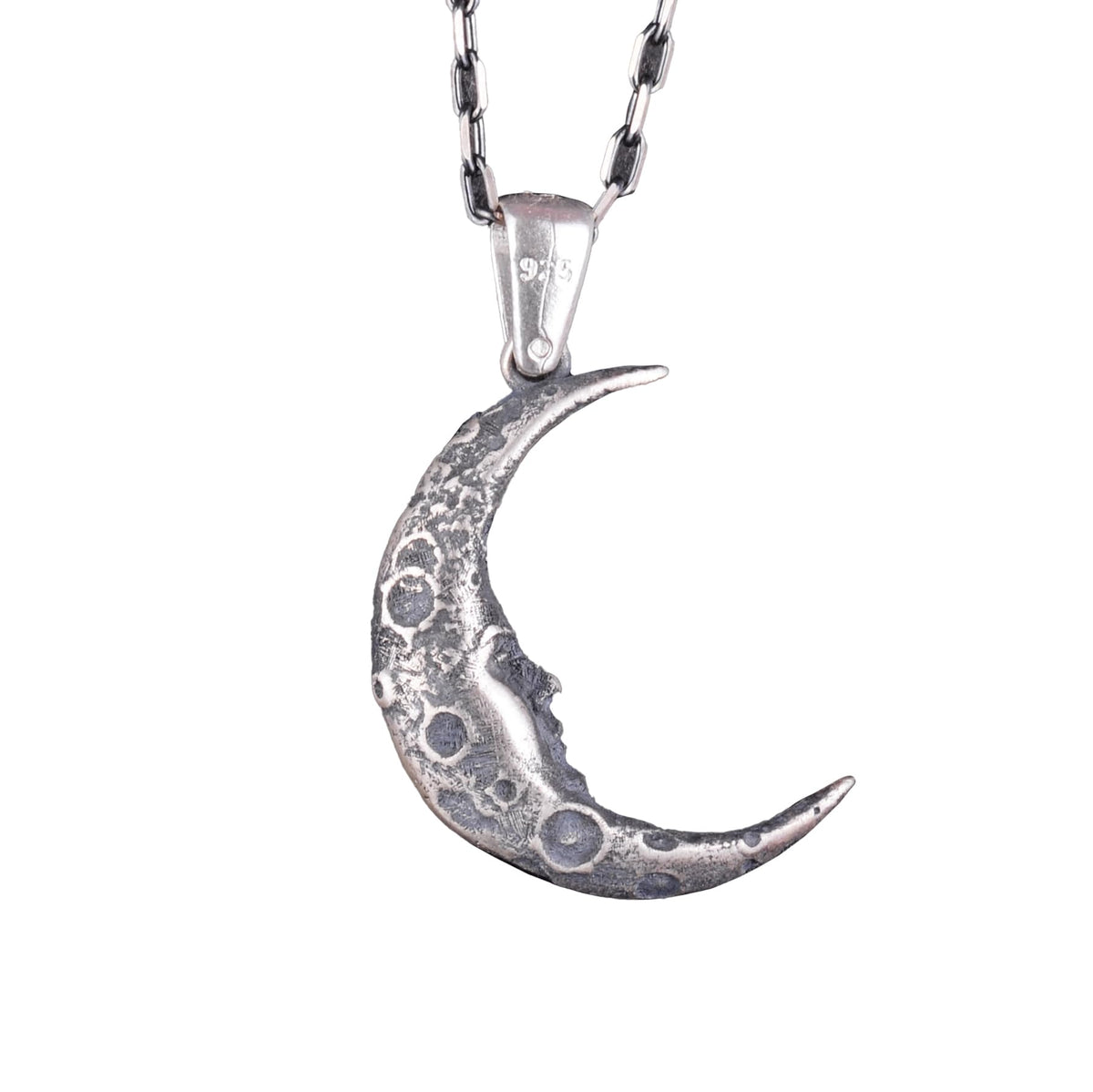 925 Sterling Silver Crescent Moon Pendant – Vintage Boho Lunar Jewelry