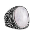 Handmade Natural Moonstone Ring - 925 Sterling Silver Men's Ring