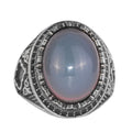 Men's Ring with Real Natural Opal Stone - 925 Sterling Silver Handmade Design