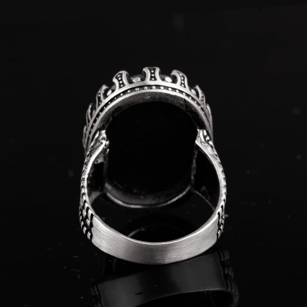 KAMBO Genuine Natural Bloodstone Ring, 925 Sterling Silver Men's Large Ring (Personalization) — 5
