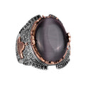 Black Cat Eye Stone Ring, 925 Sterling Silver Stone Ring