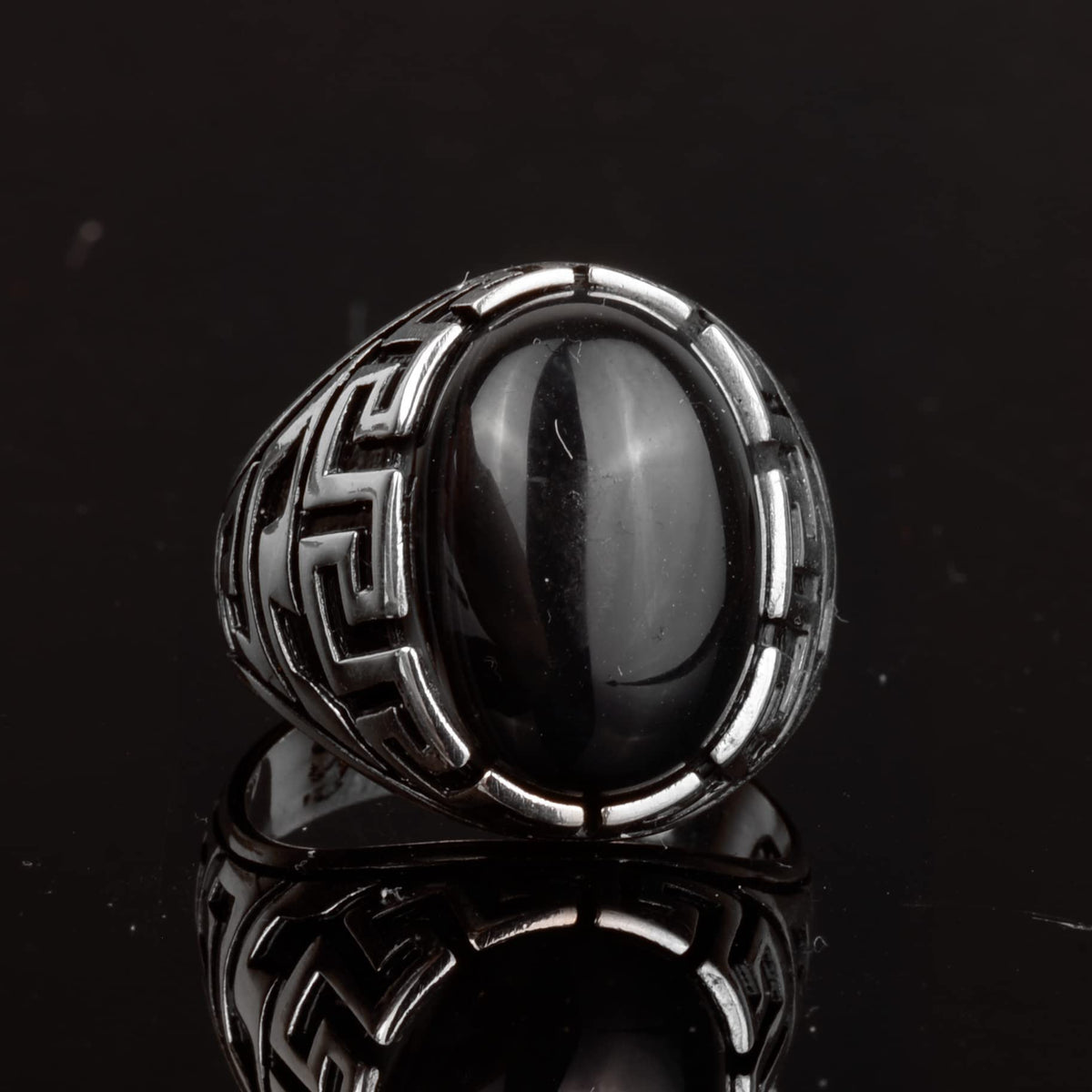 Handmade Silver Ring - Onyx Stone Men's Ring — 5
