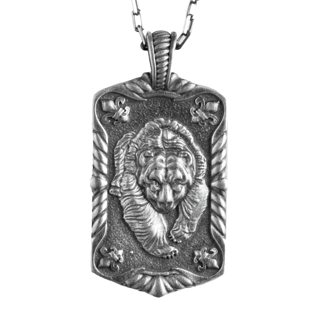 KAMBO Men's 925 Sterling Silver Bear Necklace – Fierce Warrior Amulet – Chain Handmade Tribal Shield Necklace