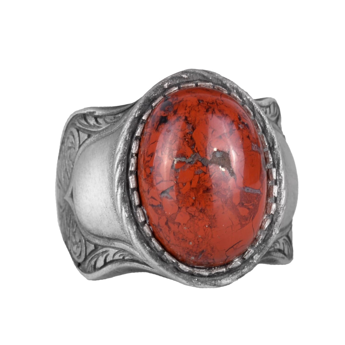 Natural Bloodstone Ring - 925 Sterling Silver Men's Ring