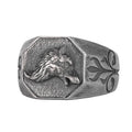 KAMBO 925 Sterling Silver Wolf Skull Men's Ring – Handmade Animal Symbol Jewelry – Decorative Side-Engraved Gothic Statement Ring