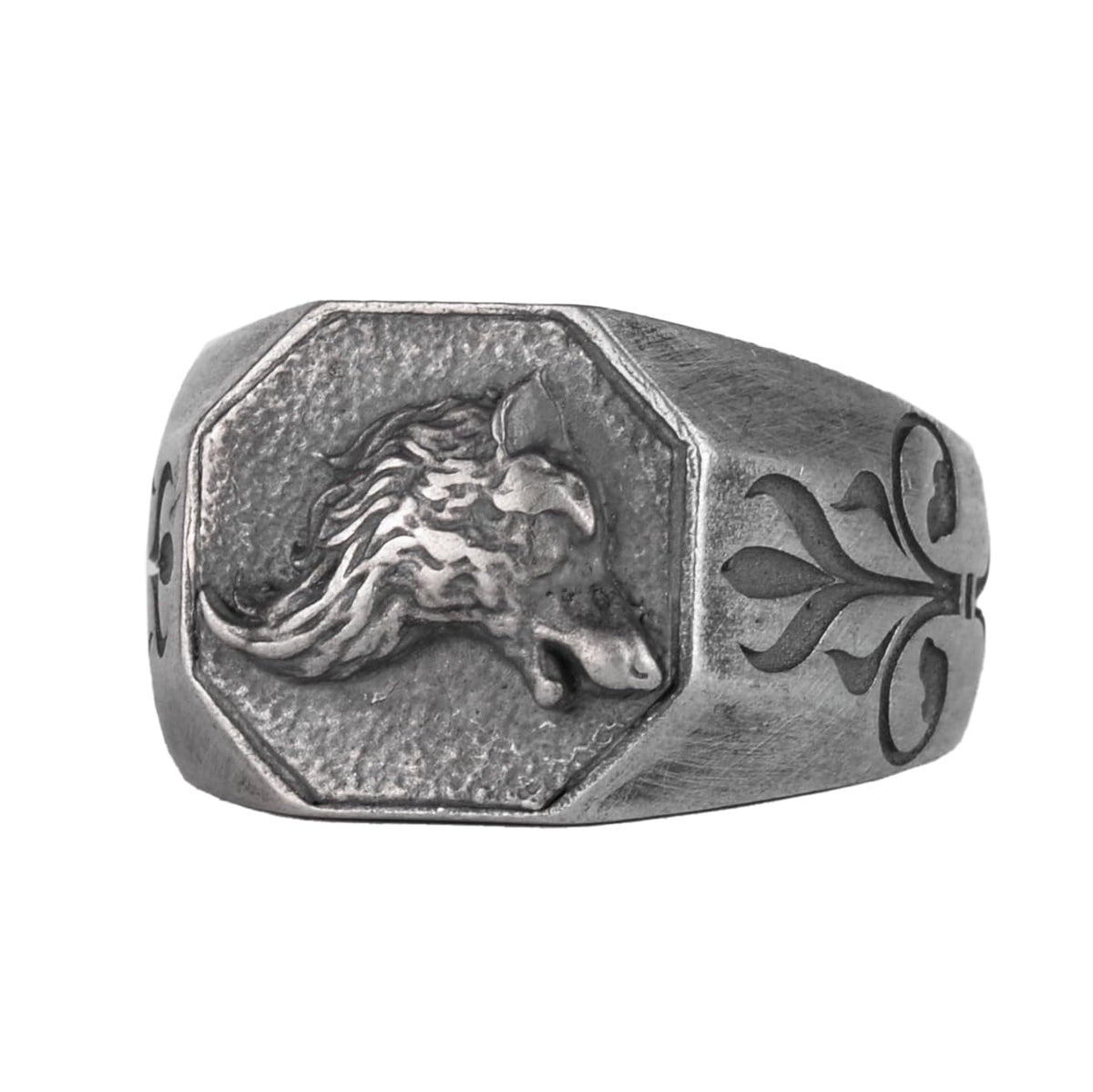 KAMBO 925 Sterling Silver Wolf Skull Men's Ring – Handmade Animal Symbol Jewelry – Decorative Side-Engraved Gothic Statement Ring