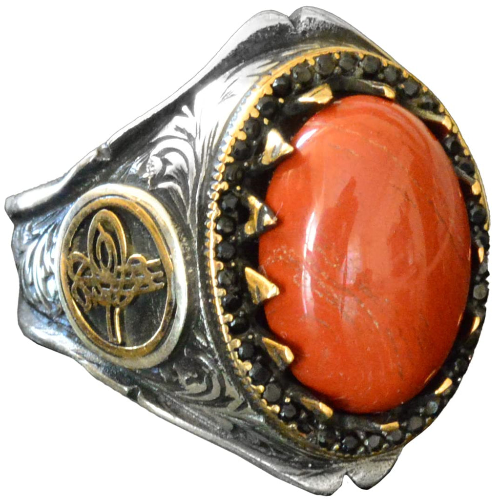 925 Sterling Silver Natural Bloodstone Ring