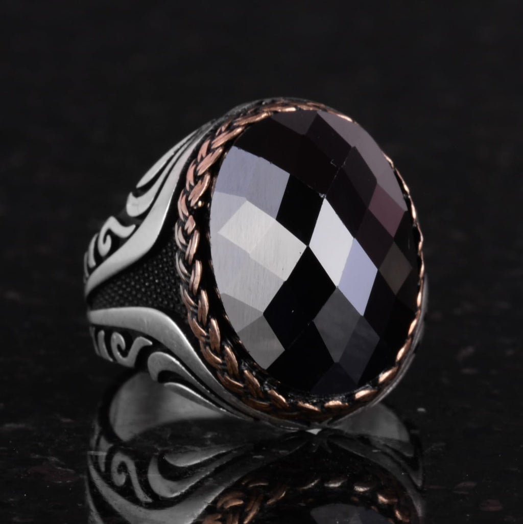 925 Sterling Silver Ring - Onyx Stone Handmade Ring — 5