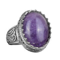 Handmade Natural Amethyst Stone Ring - 925 Sterling Silver Men's Ring