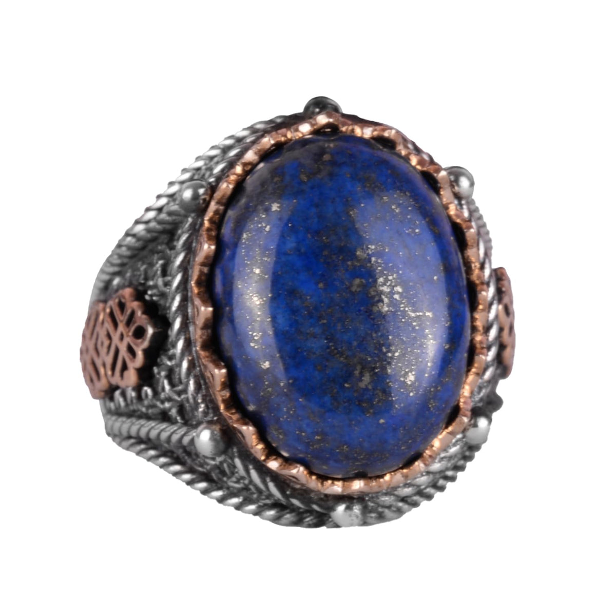 Natural Lapis Lazuli Stone Ring, 925 Sterling Silver Men's Ring, Wisdom and Truth Design