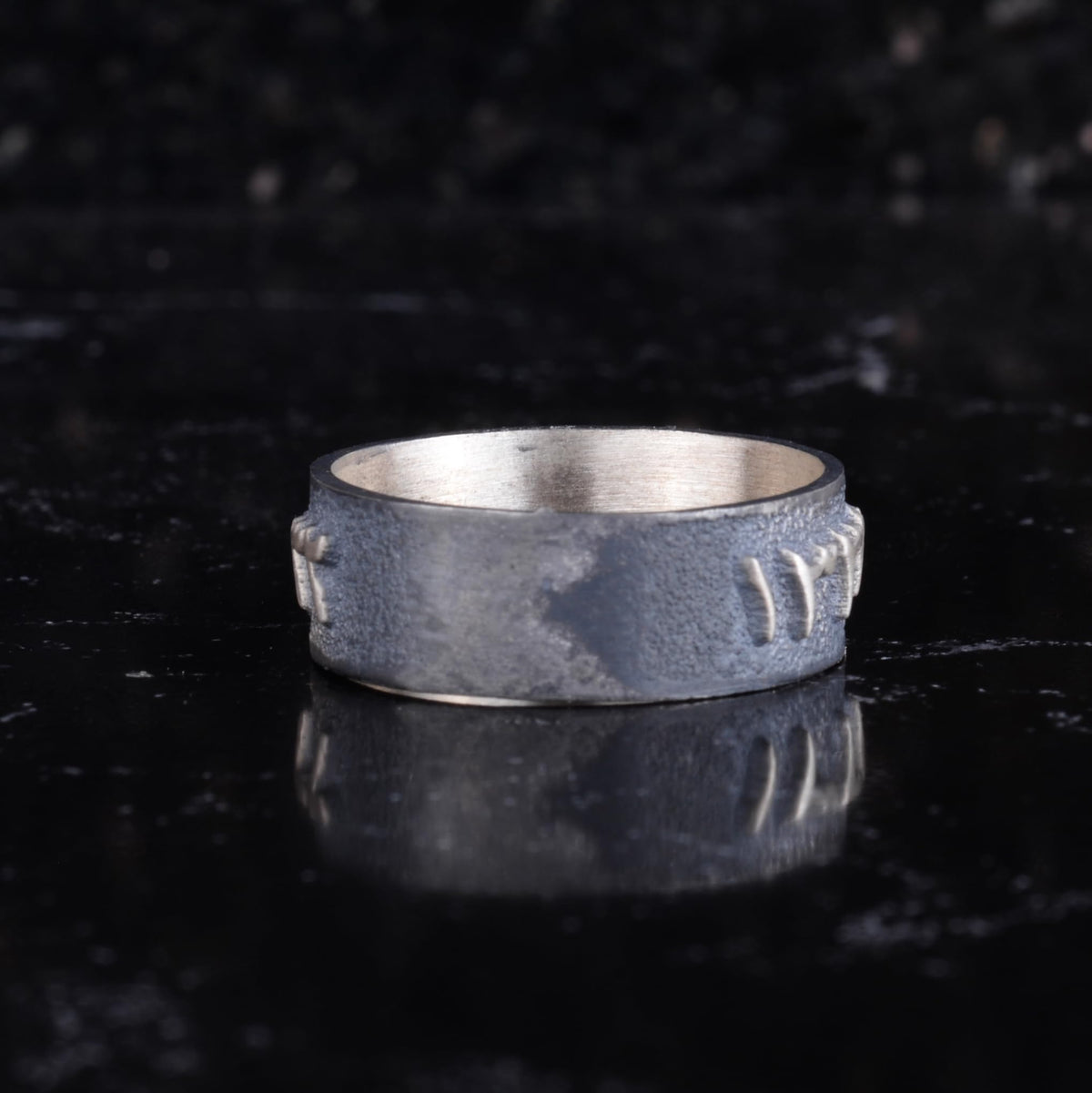 KAMBO Arabic Calligraphy Band Ring 925 Sterling Silver Men's Ring Crescent Moon Star Islamic Writing Handmade Ring — 7