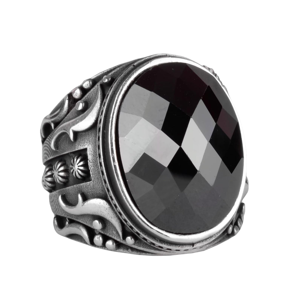 Artificial Stone Ring, 925 Sterling Silver Ring, Designer Silver Men's Ring (Artificial Onyx Stone)