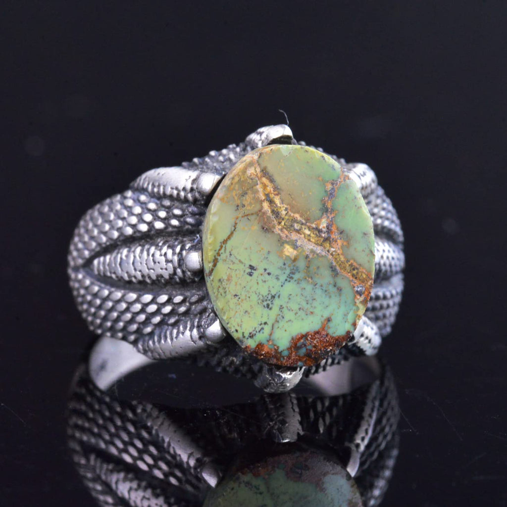 Natural Arizona Turquoise Stone Claw Ring - 925 Sterling Silver — 5