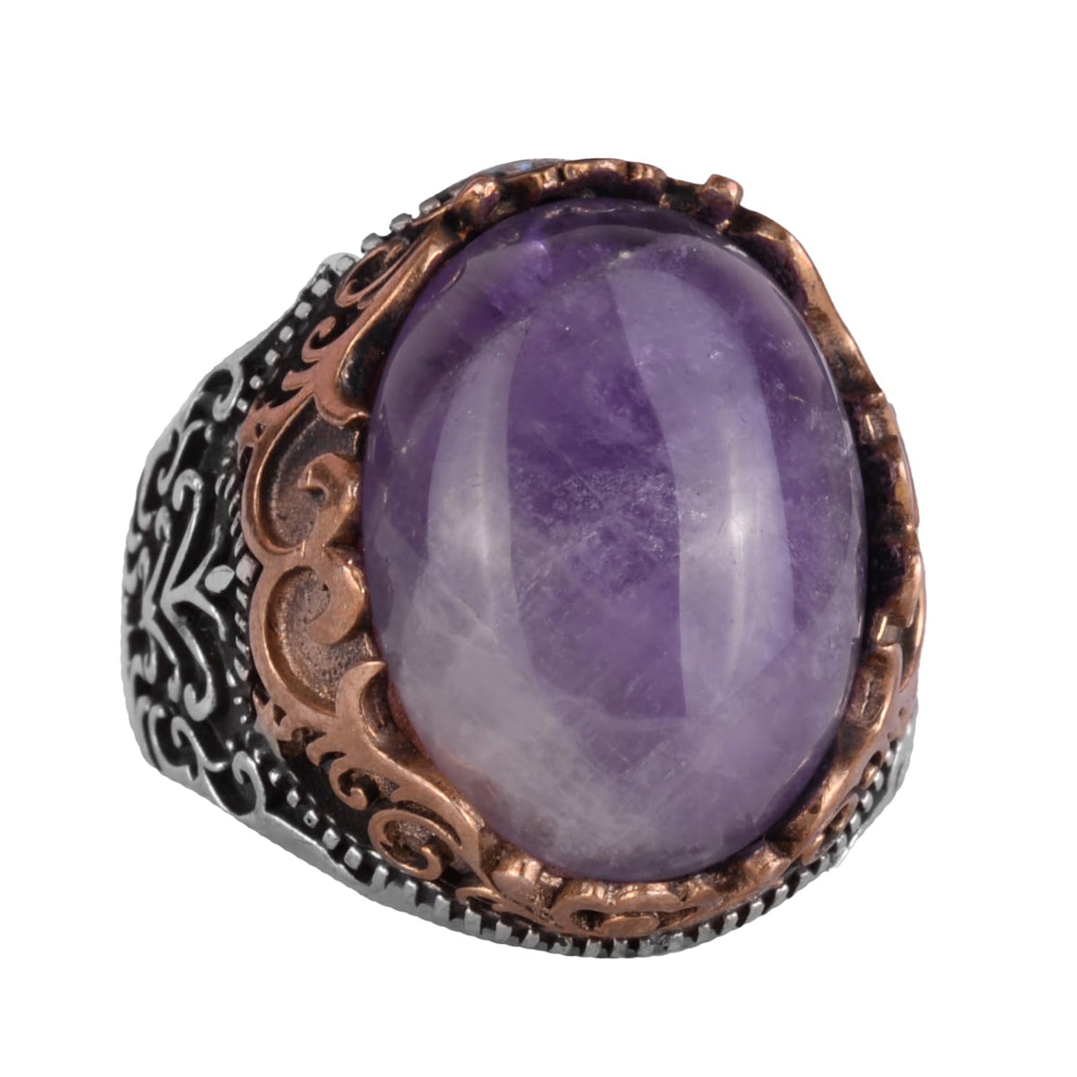 Natural Amethyst Stone Handmade Ring - 925 Sterling Silver