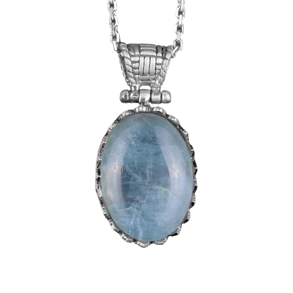 Natural Aquamarine Necklace - 925 Sterling Silver Necklace