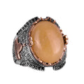 Al-Aqsa Mosque Natural Yellow Agate Stone Ring