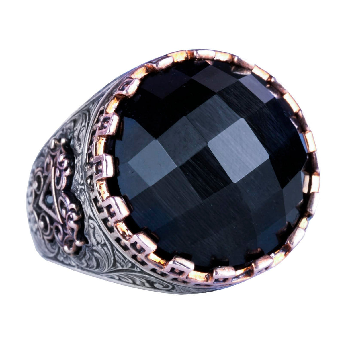 925 Sterling Silver King Ring - Created Onyx