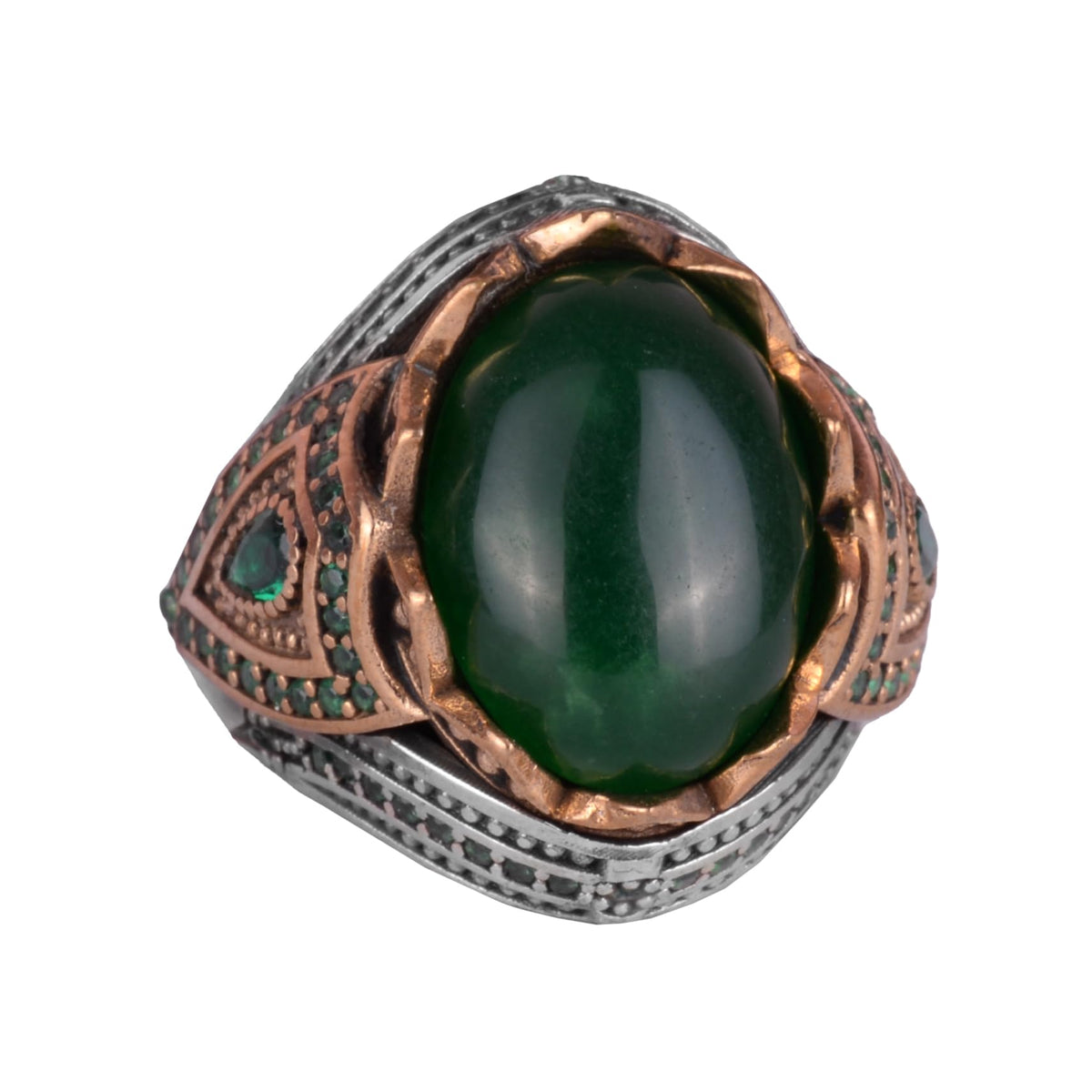 Natural Jade Stone Handmade Ring - 925 Sterling Silver (Model-2)