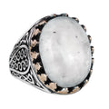 925 Sterling Silver Men's Ring - Handcrafted Elegance with Natural Moonstone