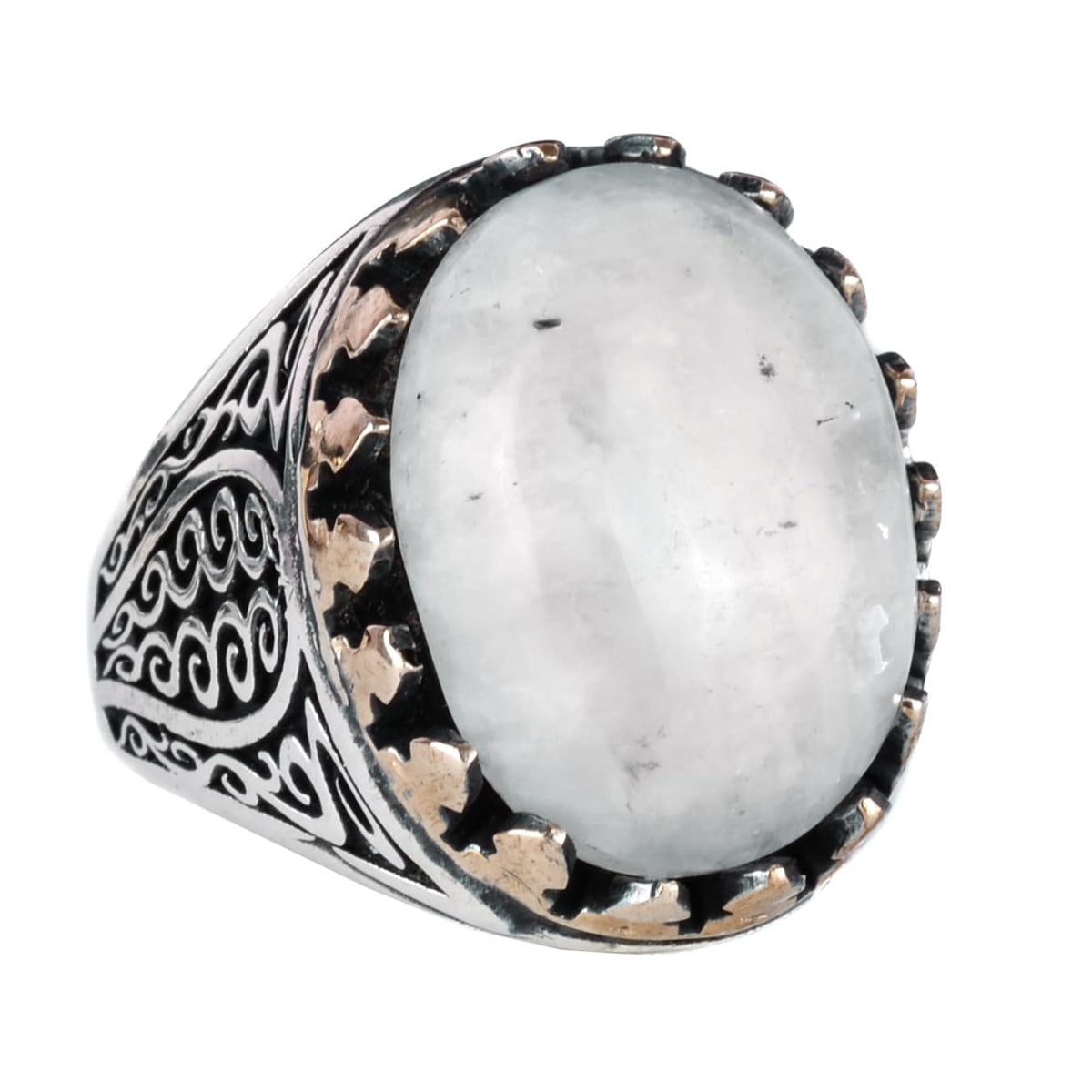 925 Sterling Silver Men's Ring - Handcrafted Elegance with Natural Moonstone