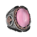 KAMBO Pink Cat's Eye Stone Ring, Ottoman Tughra Silver Ring, 925 Sterling Silver Stone Ring – Various Collection