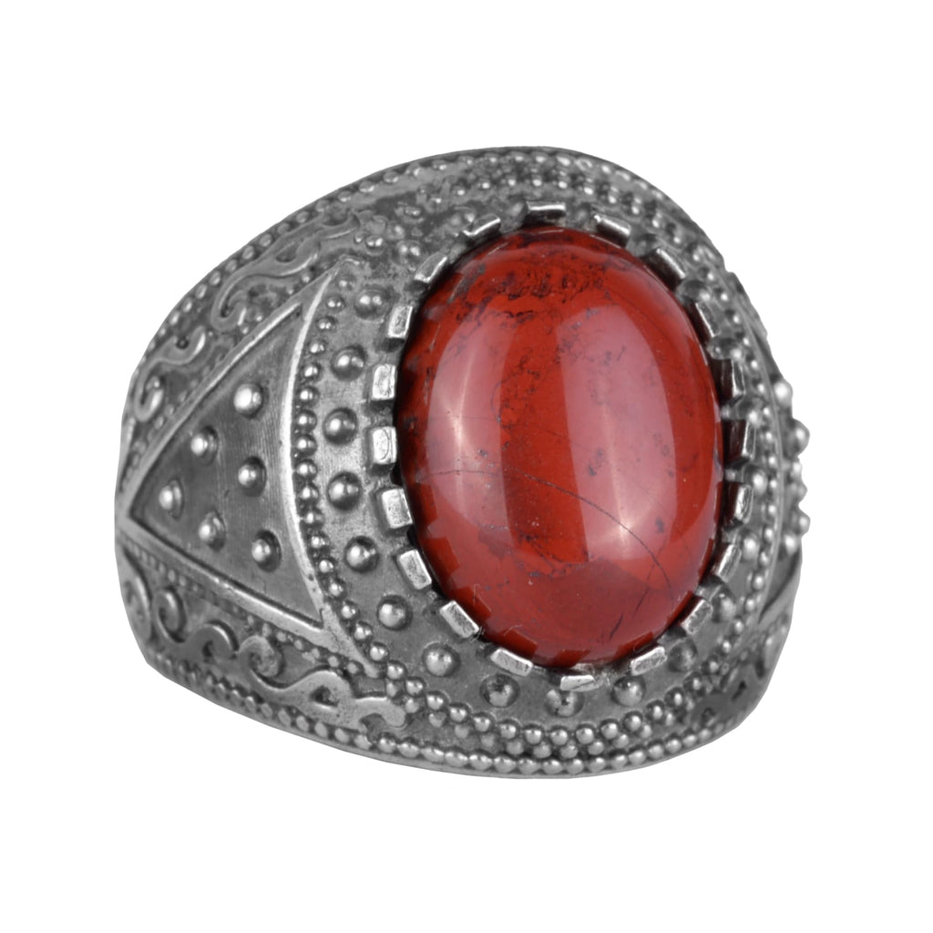 Natural Red Bloodstone Ring - 925 Sterling Silver Men's Ring