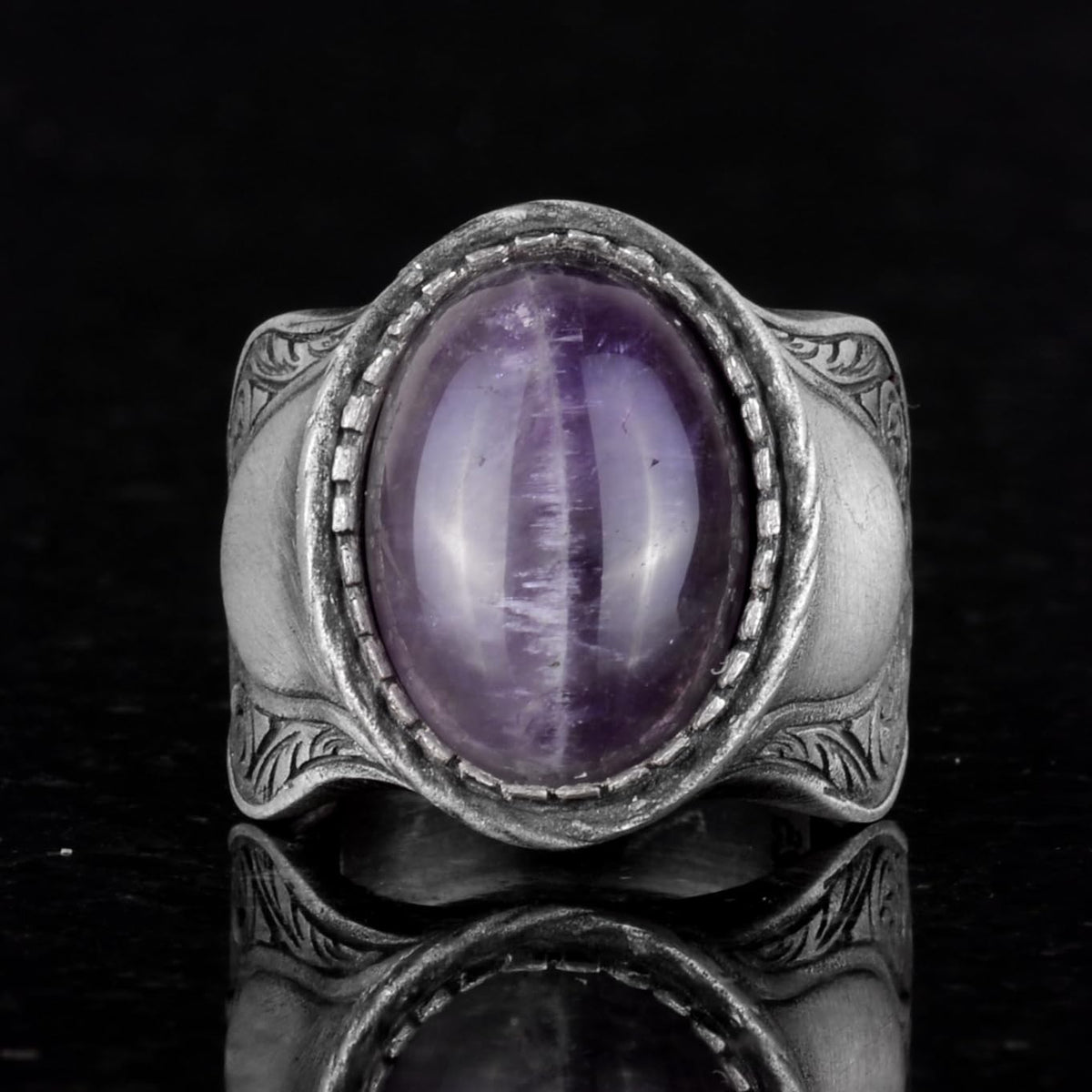 Natural Stone Ring, 925 Sterling Silver Ring, Amethyst — 5