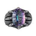 Silver Claw Ring with Natural Mystic Topaz Stone