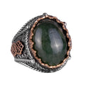Handcrafted Natural Cabochon Emerald Ring - 925 Sterling Silver Men's Ring