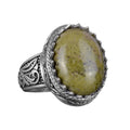 Handmade Unakite Stone Ring - 925 Sterling Silver Men's Ring