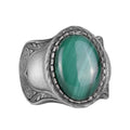 Natural Stone Ring, 925 Sterling Silver Ring, Malachite