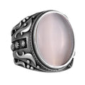 925 Sterling Silver Ring, Designer Silver Men's Ring (White Synthetic Cat's Eye Stone)