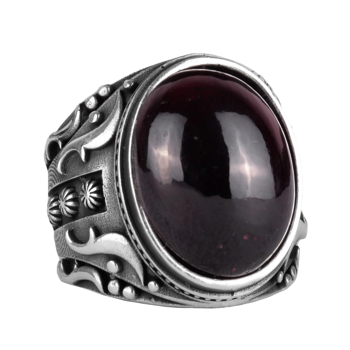 925 Sterling Silver Natural Garnet Stone Ring